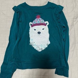 Green color Christmas sweatshirt for girls
